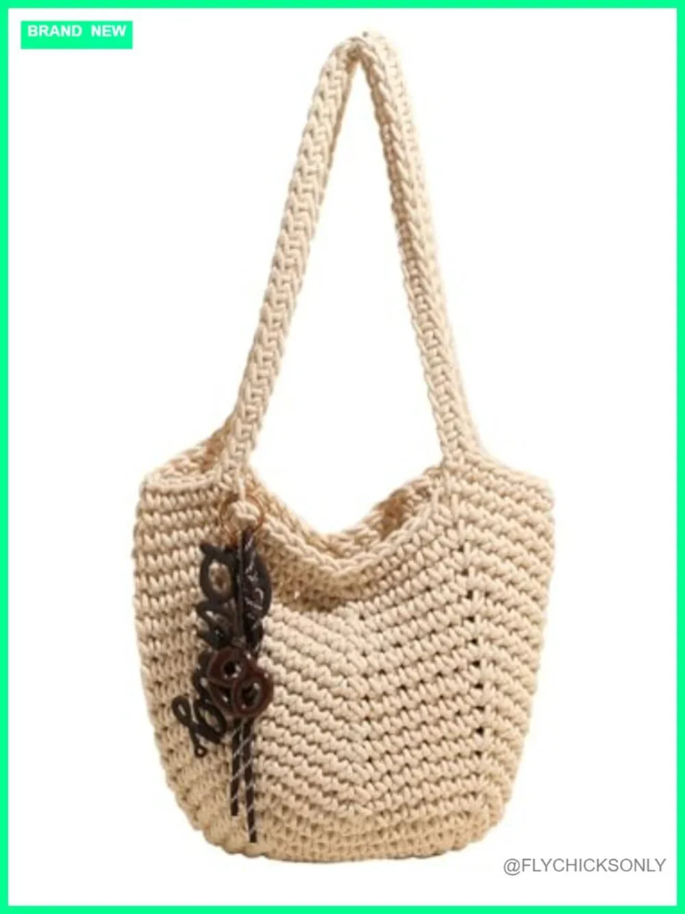 Large Crochet Straw Beach Bag Handmade Woven Hobo Tote